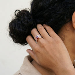 Rose Gold Mesh & Polish Bypass Ring - 925 Silver