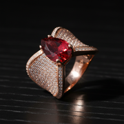 Rose Gold Mesh & Polish Bypass Ring - 925 Silver