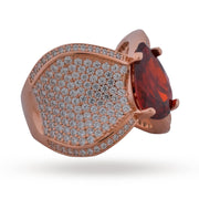 Rose Gold Mesh & Polish Bypass Ring - 925 Silver