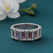 Rainbow Baguette Eternity Ring