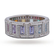 Rainbow Baguette Eternity Ring