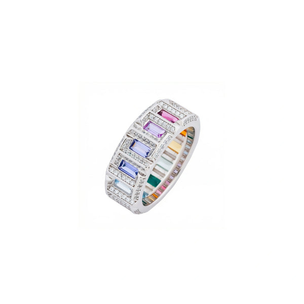 Rainbow Baguette Eternity Ring