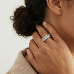 Sterling Silver Baguette Eternity Ring | Multicolored Jewelry