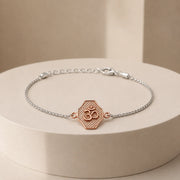 Rose Om Silver Rakhi Bracelet