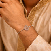 Rose Om Silver Rakhi Bracelet