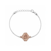 Rose Om Silver Rakhi Bracelet