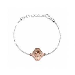 Rose Om Silver Rakhi Bracelet