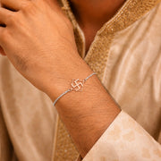Swastik Silver Rakhi Bracelet
