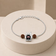 Shivling Rudraksha Silver Rakhi Bracelet