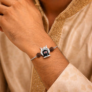 Shivling Rudraksha Silver Rakhi Bracelet