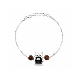 Shivling Rudraksha Silver Rakhi Bracelet
