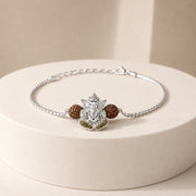 Ganesh Rudraksha Silver Rakhi Bracelet