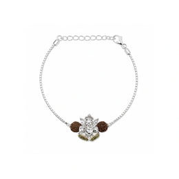 Ganesh Rudraksha Silver Rakhi Bracelet