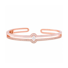 Rose Gold Oval Crystal Cuff