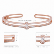 Rose Gold Oval Crystal Cuff