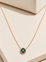 Emerald Bloom Halo Necklace