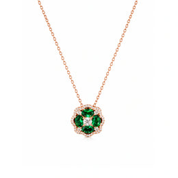 Emerald Bloom Halo Necklace