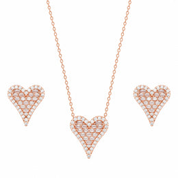 Rose Gold Heart Jewelry Set