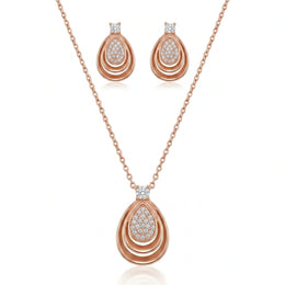 Rose Gold Teardrop Jewelry Set