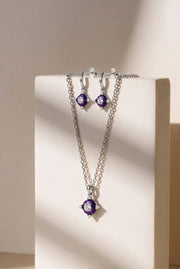 Amethyst Halo Pendant Set