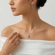 Amethyst Halo Pendant Set