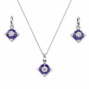 Amethyst Halo Pendant Set