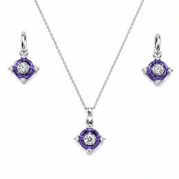 Amethyst Halo Pendant Set