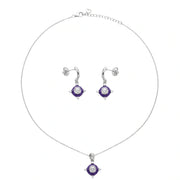 Amethyst Halo Pendant Set