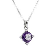 Amethyst Halo Pendant Set