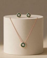 Emerald Halo Jewelry Set