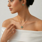 Emerald Halo Jewelry Set