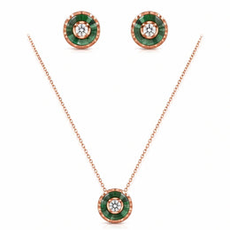 Emerald Halo Jewelry Set