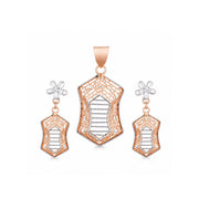 Rose Gold Floral Pendant Set