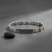 Black & White Diamond Sterling Silver Men's Bracelet