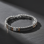 Black & White Diamond Sterling Silver Men's Bracelet