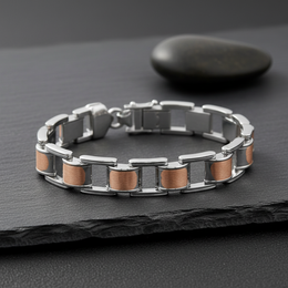 Monarch 925 Sterling Silver & Rose Gold Men's Bracelet