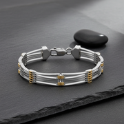 Elegant Two-Tone Sterling Silver Link Bracelet - 925 Jewellery