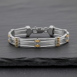 Elegant Two-Tone Sterling Silver Link Bracelet - 925 Jewellery