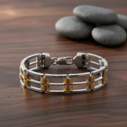 Dual Tone Barrel Link Bracelet