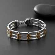 Dual Tone Barrel Link Bracelet