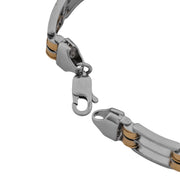 Dual Tone Barrel Link Bracelet