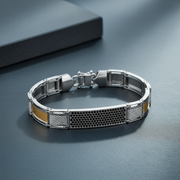 Zenith Luxe Black & Gold Accent 925 Silver Bracelet