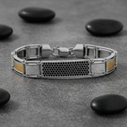 Zenith Luxe Black & Gold Accent 925 Silver Bracelet