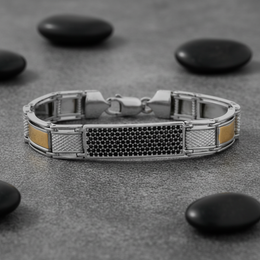 Zenith Luxe Black & Gold Accent 925 Silver Bracelet