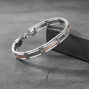 Sterling Silver & Rose Gold Two-Tone Men's Bracelet