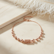 Rose Gold 925 Silver Beaded Cylindrical Bracelet