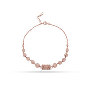 Rose Gold 925 Silver Beaded Cylindrical Bracelet