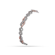 Two-Tone Infinity Sterling Silver Diamond-Cut Bracelet