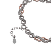 Two-Tone Infinity Sterling Silver Diamond-Cut Bracelet