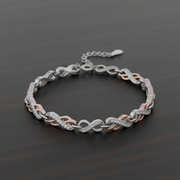 Two-Tone Infinity Sterling Silver Diamond-Cut Bracelet
